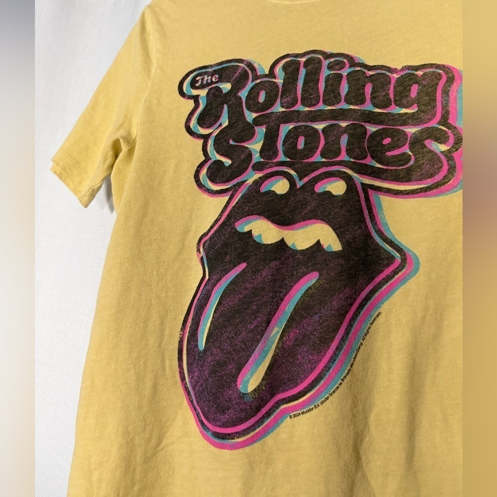 Junk Food Clothing Unisex Yellow The Rolling Stones Graphic Vintage Tee XS - Picture 5 of 7